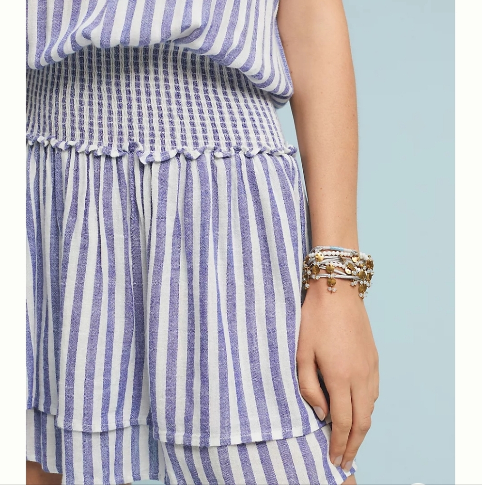 Rails Angelina Stripe Dress Smocked Waist Linen Blend - Picture 6 of 6